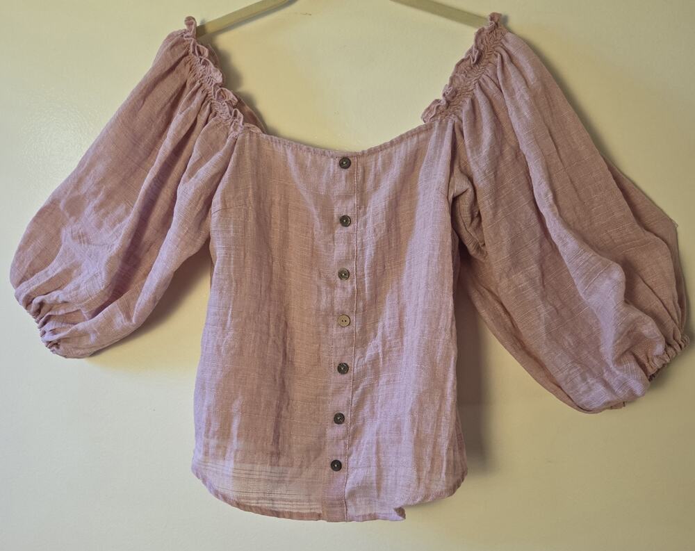 Hutch Anthropologie Azalea Puff Sleeve Blouse Shirt Size XS Cottagecore